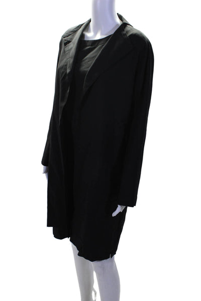 Lida Baday Womens Wool Black Scoop Neck Sleeveless Shift Dress Jacket Set Size 4