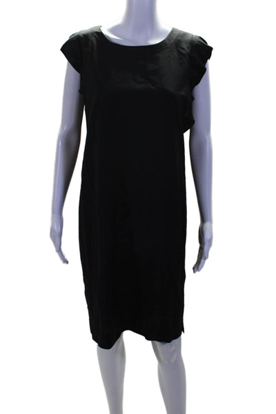 Lida Baday Womens Wool Black Scoop Neck Sleeveless Shift Dress Jacket Set Size 4