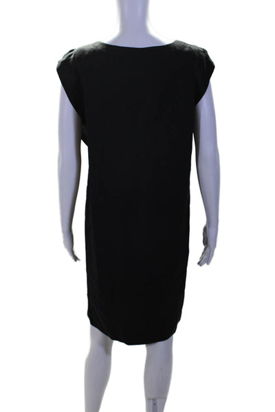Lida Baday Womens Wool Black Scoop Neck Sleeveless Shift Dress Jacket Set Size 4