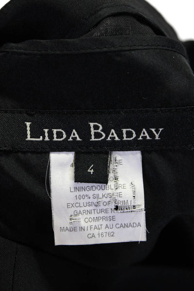 Lida Baday Womens Wool Black Scoop Neck Sleeveless Shift Dress Jacket Set Size 4