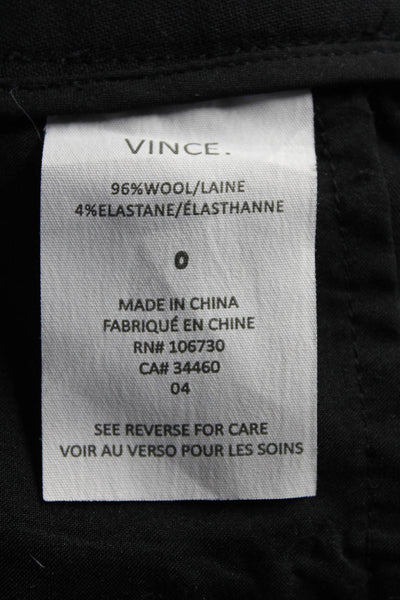 Vince Womens Wool Blend Mid-Rise Hook Close Tapered Pants Trousers Black Size 0