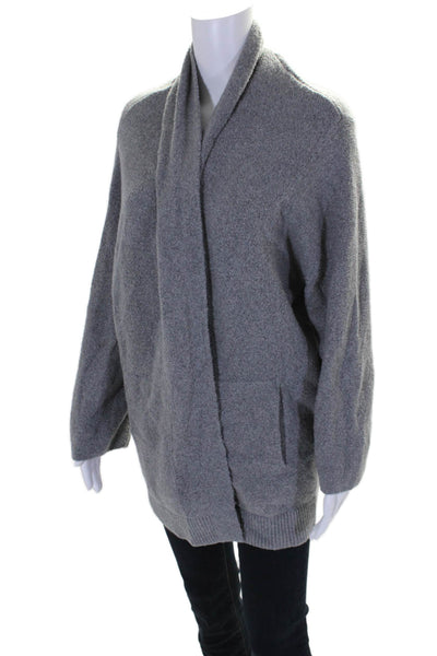 Vince Womens Cotton Open Front Long Sleeve Cardigan Sweater Gray Size M