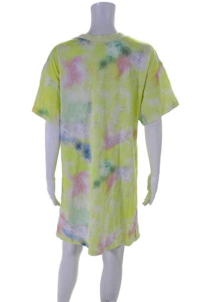 Alice + Olivia Womens Tie Dye Print Shirt Dress Multi Colored Cotton Size Large