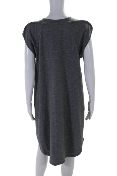 3.1 Phillip Lim Womens Short Sleeves Front Slit Shirt Dress Gray Wool Size 6