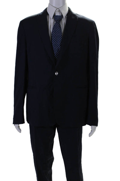 Pal Zileri Mens Wool Buttoned Collared Blazer Pants Suit Set Navy Size EUR 58