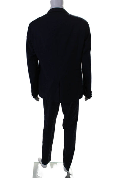 Pal Zileri Mens Wool Buttoned Collared Blazer Pants Suit Set Navy Size EUR 58