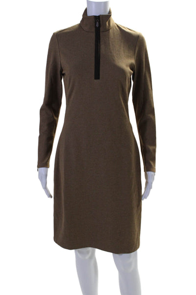 J. Mclaughlin Women's High Neck Long Sleeves Fitted Mini Dress Brown Size S