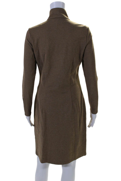 J. Mclaughlin Women's High Neck Long Sleeves Fitted Mini Dress Brown Size S