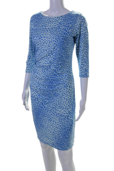 J. Mclaughlin  Women's 3/4 Sleeves Rouge Mini Dress Animal Print Blue Size XS