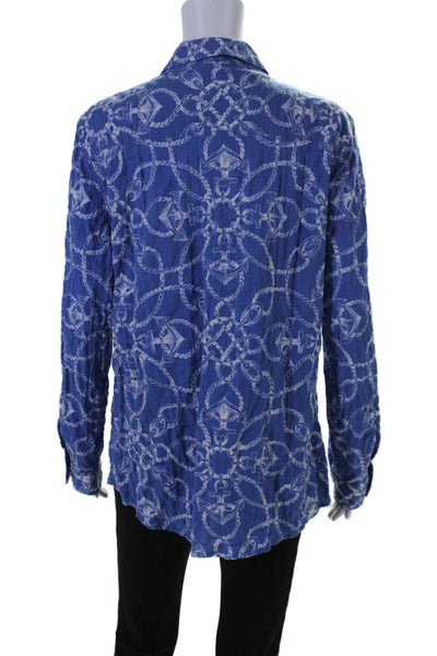 J. Mclaughlin Women's Collared Long Sleeves Button Down Shirt Blue Size M