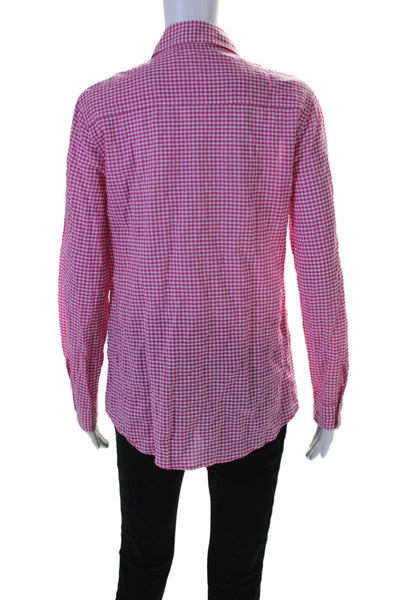 J. Mclaughlin Women's Long Sleeves Button Down Casual Shirt Pink Plaid Size S