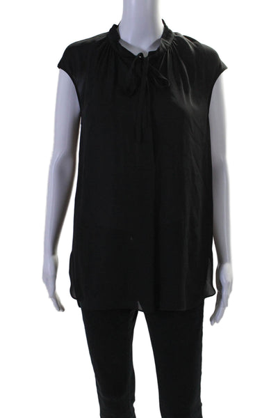 Vince Womens Two Button Sleeveless V Neck Blouse Black Size Medium