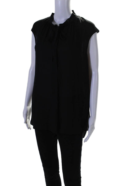 Vince Womens Two Button Sleeveless V Neck Blouse Black Size Medium