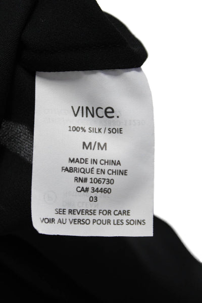 Vince Womens Two Button Sleeveless V Neck Blouse Black Size Medium