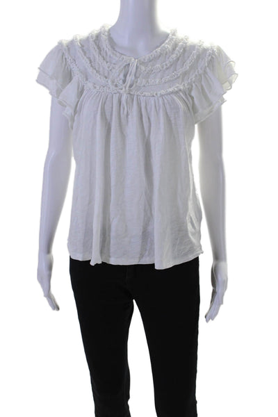 Goldie Womens Scoop Neck Short Sleeve Basic Blouse White Size Medium