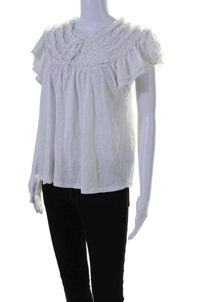 Goldie Womens Scoop Neck Short Sleeve Basic Blouse White Size Medium