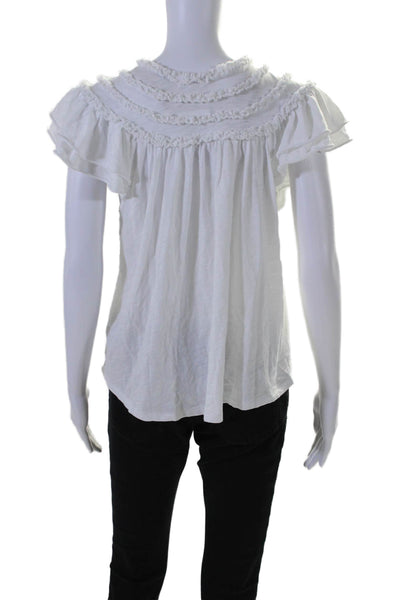 Goldie Womens Scoop Neck Short Sleeve Basic Blouse White Size Medium