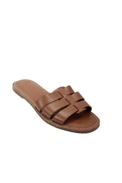 Madewell Womens Leather Slide On Sandals Chestnut Brown Size 8