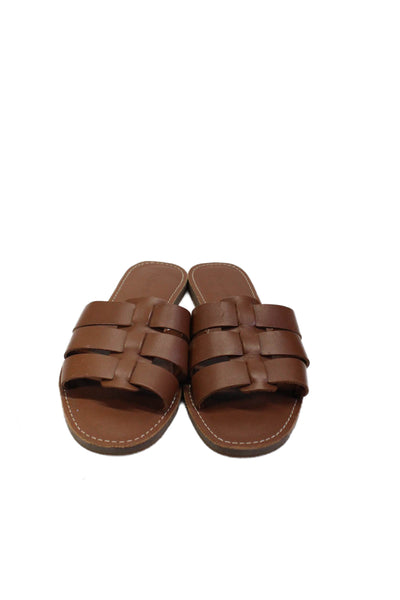 Madewell Womens Leather Slide On Sandals Chestnut Brown Size 8