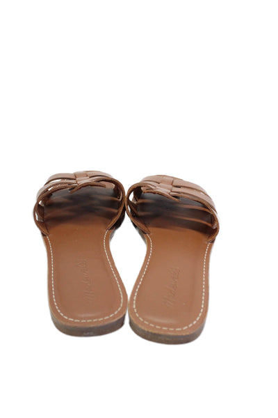 Madewell Womens Leather Slide On Sandals Chestnut Brown Size 8