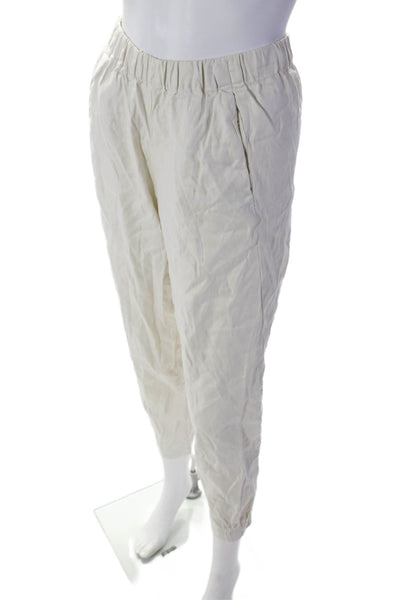 Babaton Womens Elastic Waist Tapered Leg Casual Pants Beige Size XS