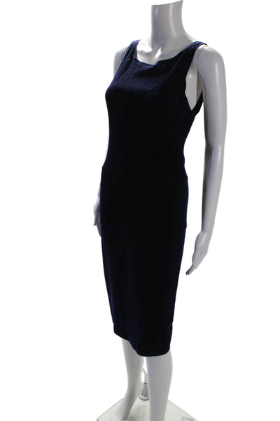 Elie Tahari Womens Wool Navy Blue Crew Neck Sleeveless Shift Dress Size S