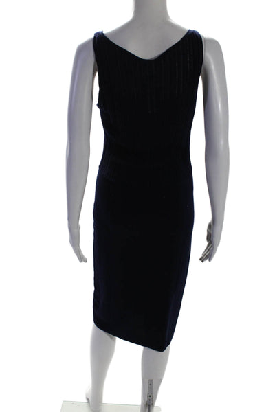 Elie Tahari Womens Wool Navy Blue Crew Neck Sleeveless Shift Dress Size S