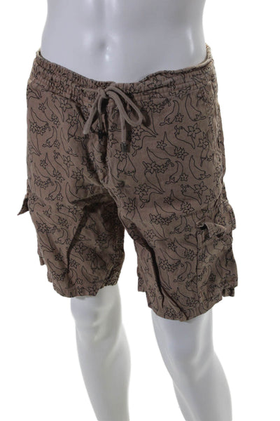 Vilebrequin Womens  Linen Floral Drawstring Waist  Shorts Brown Size L