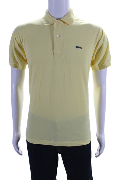 Lacoste Mens Cotton Short Sleeve Button Up Polo Shirt Yellow Size L