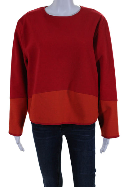 Escada Sport Womens Round Neck Patchwork Colorblock Textured Sweater Red Size S