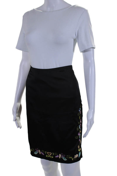 Nicole Miller Collection Women's Embroidered Line Mini Skirt Black Size 6