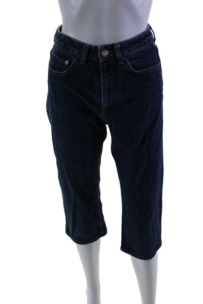 & Other Stories Womens Cotton Dark Washed Straight Capri Jeans Blue Size EUR 26