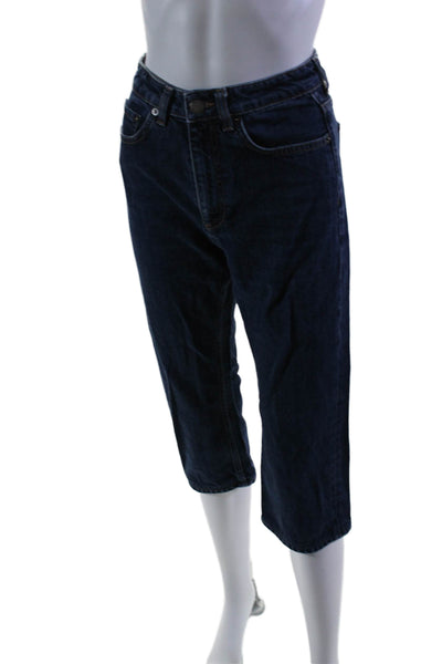 & Other Stories Womens Cotton Dark Washed Straight Capri Jeans Blue Size EUR 26