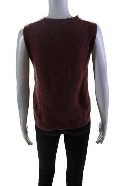 Ekyog Womens Knitted Textured Round Neck Sleeveless Pullover Sweater Red Size XS