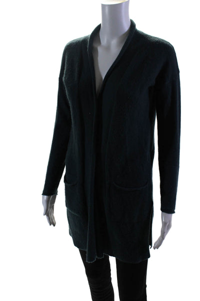 Cuyana Womens Cashmere Open Front Knitted Long Sleeve Cardigan Green Size XS