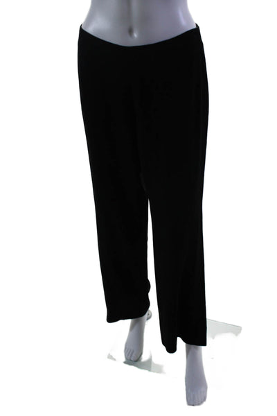 Zelda Womens Solid Black Zip Back High Rise Straight Leg Pants Size 4