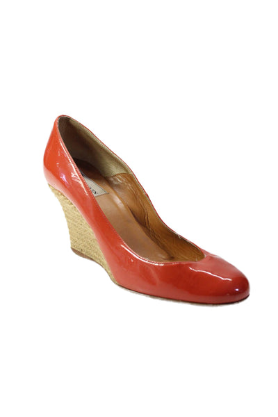 Lanvin Womens Solid Red Espadrille Heels Wedge Shoes Size 8