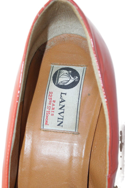 Lanvin Womens Solid Red Espadrille Heels Wedge Shoes Size 8