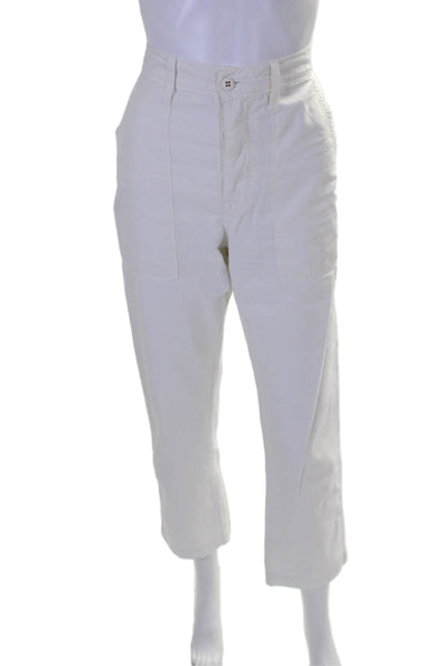 NSF Womens Cotton Four Pocket Mid-Rise Straight Leg Pants White Size 26