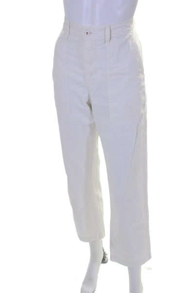 NSF Womens Cotton Four Pocket Mid-Rise Straight Leg Pants White Size 26