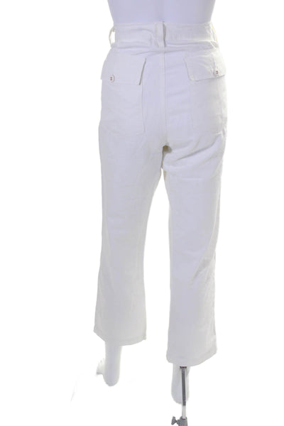 NSF Womens Cotton Four Pocket Mid-Rise Straight Leg Pants White Size 26