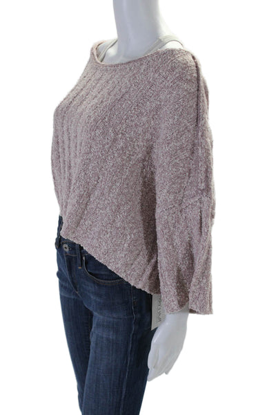 Free People Womens Short Sleeves Cropped Sweater Pink Cotton Size Extra Small