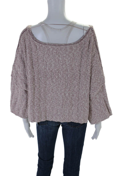 Free People Womens Short Sleeves Cropped Sweater Pink Cotton Size Extra Small