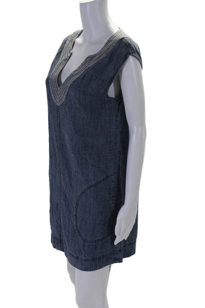 Trina Turk Womens Linen Blend Sleeveless Knee Length Dress Blue Size 2