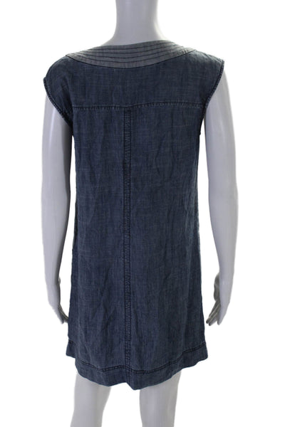 Trina Turk Womens Linen Blend Sleeveless Knee Length Dress Blue Size 2