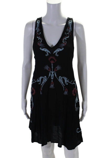 Intimately Free People Womens Embroidered A Line Dress Black Size Small