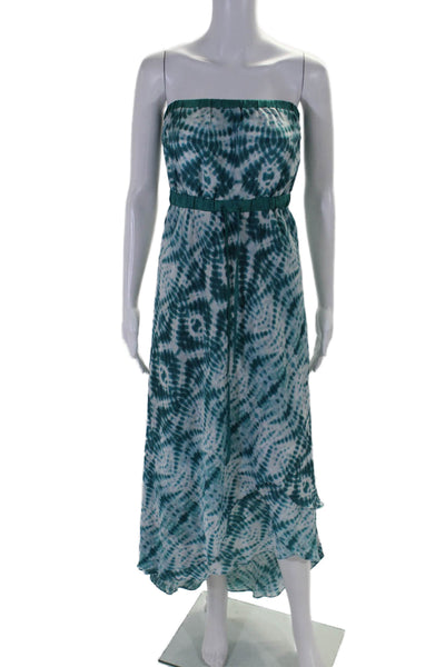 Velvet Womens Tie Dye Print Strapless A Line Maxi Dress Blue White Size Small