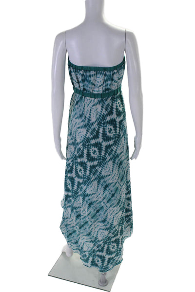 Velvet Womens Tie Dye Print Strapless A Line Maxi Dress Blue White Size Small