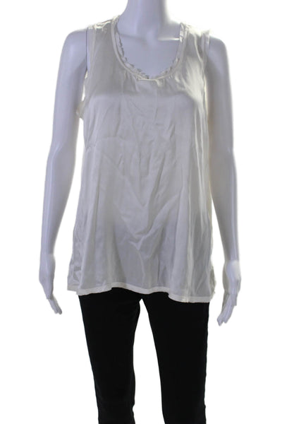 Go Silk Womens Sleeveless Scoop Neck Blouse Silk White Size Large