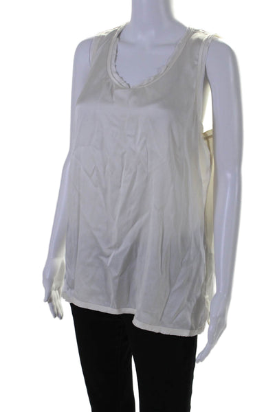 Go Silk Womens Sleeveless Scoop Neck Blouse Silk White Size Large